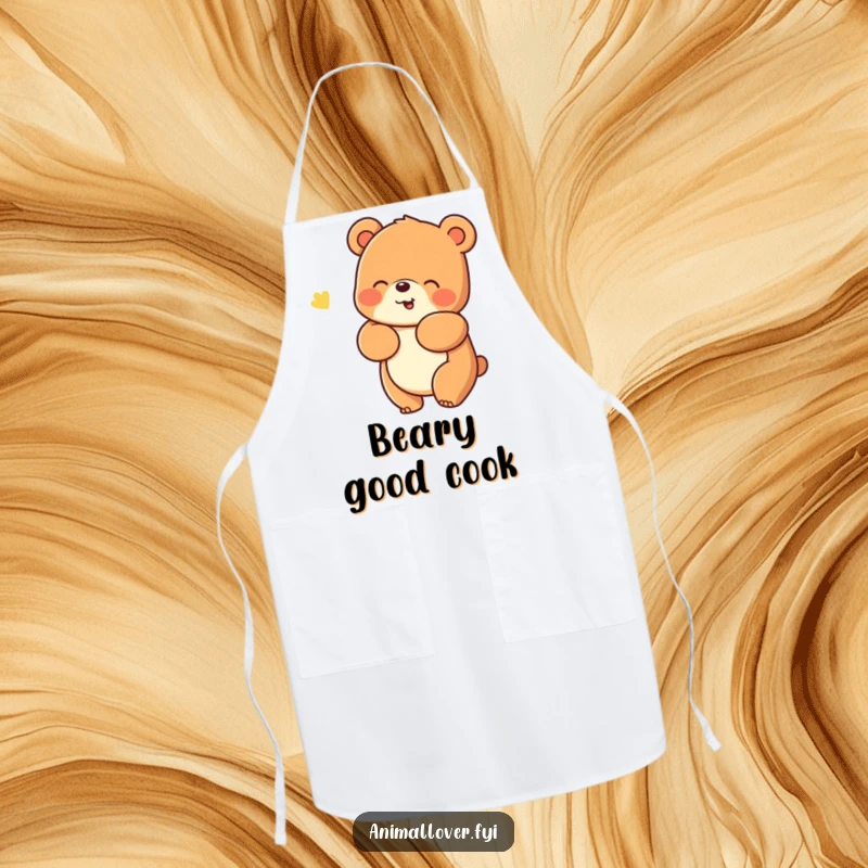 Funny Apron: A cheerful bear giving a warm, friendly hug, bringing comfort to the kitchen.
