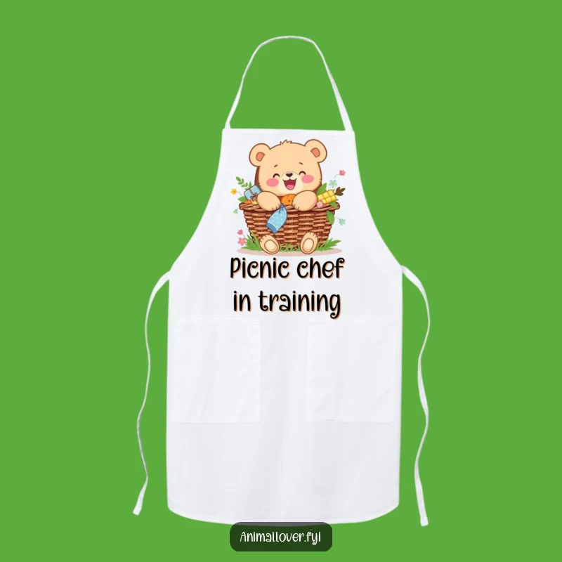 Funny Bear Cub Picnic Apron: Kitchen Happy Foodie Wear, Joyful & Funny