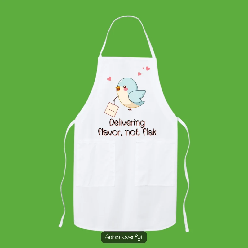 Funny Bird Note Apron: Flying Messenger in Kitchen, Heartfelt & Humorous Wear