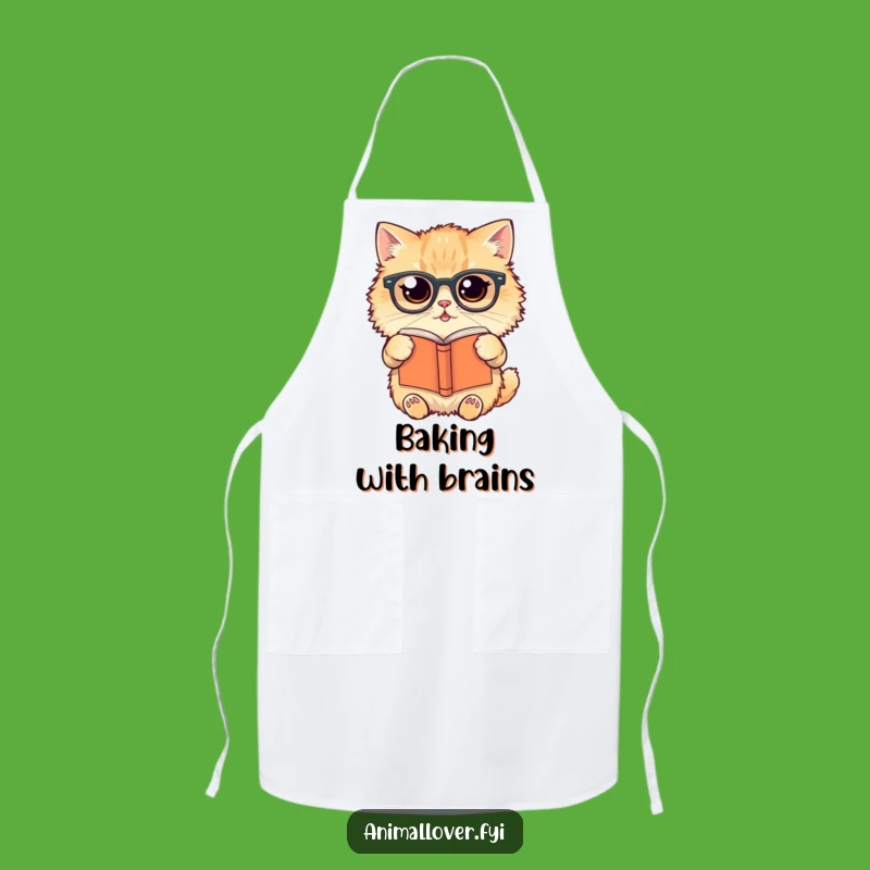 Funny Cat Reading Apron: Cook with Bookish Feline Smarts