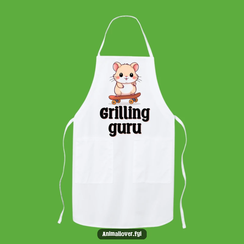 Funny Hamster Skateboarder Apron: Cook Up Fun with This Hilarious Rodent Kitchen Gear!