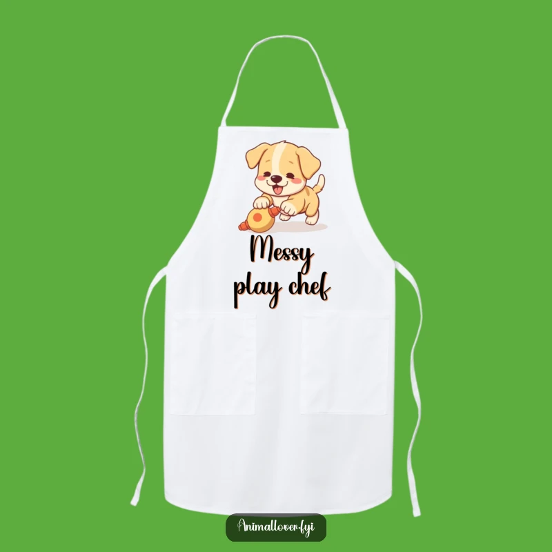 Funny Puppy Pouncing Apron: Kitchen Playful Dog Lover Wear, Fun & Funny