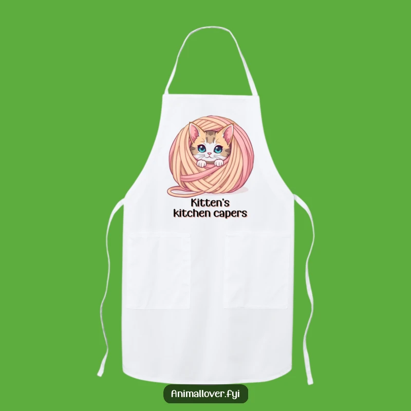 Funny Curious Cat Yarn Apron, Cook with Playful Feline Charm