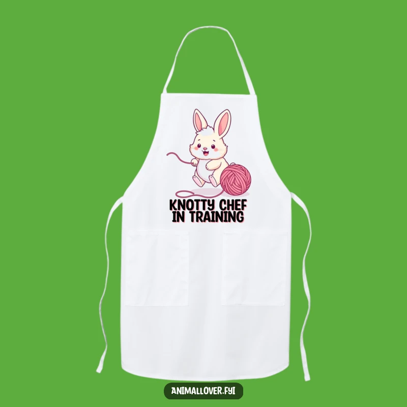 Funny Bunny Kitchen Apron - Playful Yarn Chase Wear, Ideal Funny Gift
