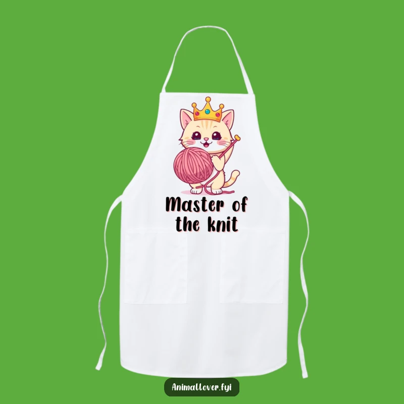 Funny Royal Cat Apron: Crowned Chef's Yarn Master, Hilarious Kitchen Funny Gift!