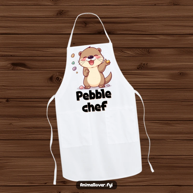 Funny Apron: A happy otter juggling shiny pebbles, bringing playful energy to the kitchen.