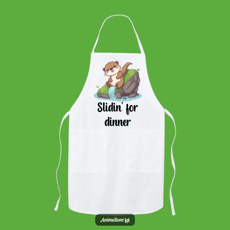 Funny Otter Chef Apron: Playful Slider - Humorous Kitchen Gift