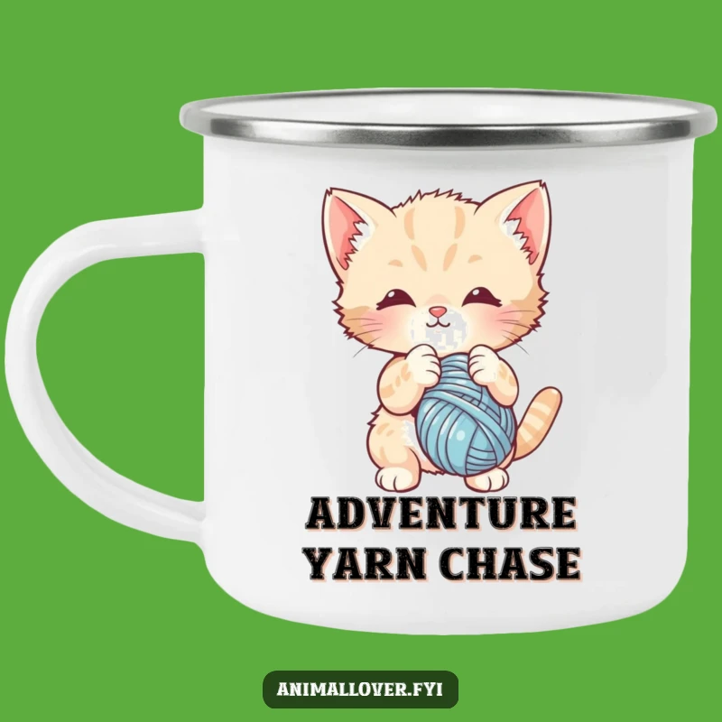 Funny Kitten Yarn Camping Mug - Durable Cat Drinkware, Great Gift