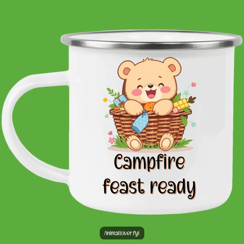 Funny Bear Cub Picnic Camping Mug: Outdoor Happy Foodie Cup, Joyful Gift