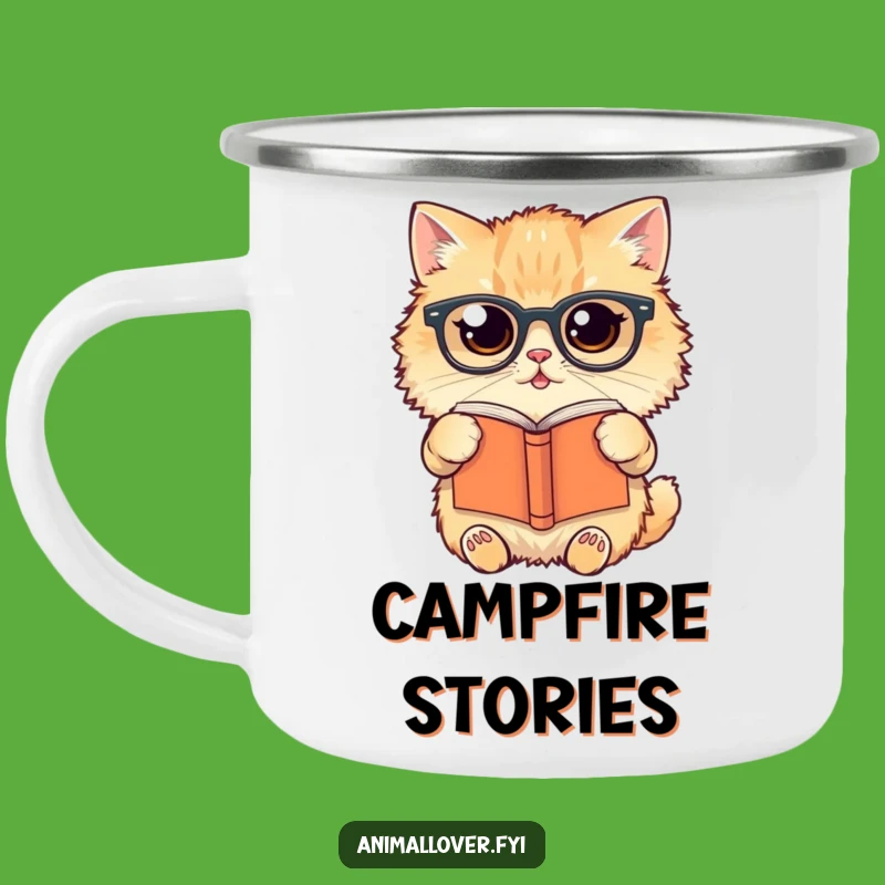 Funny Cat Reading Camping Mug: Your Bookish Feline Camp Companion