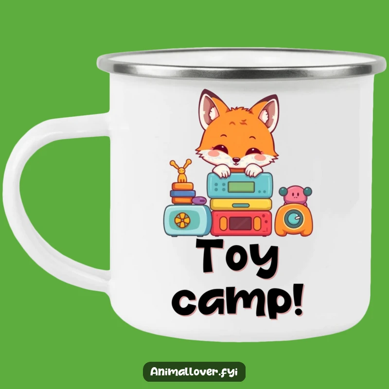 Funny Fox Toy Camping Mug: Rugged & Hilarious Companion for Outdoor Fun!
