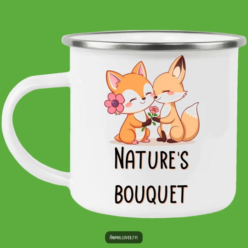 Funny Kind Fox Flower Camping Mug: Your Companion for Warm Drinks and Kind Moments!