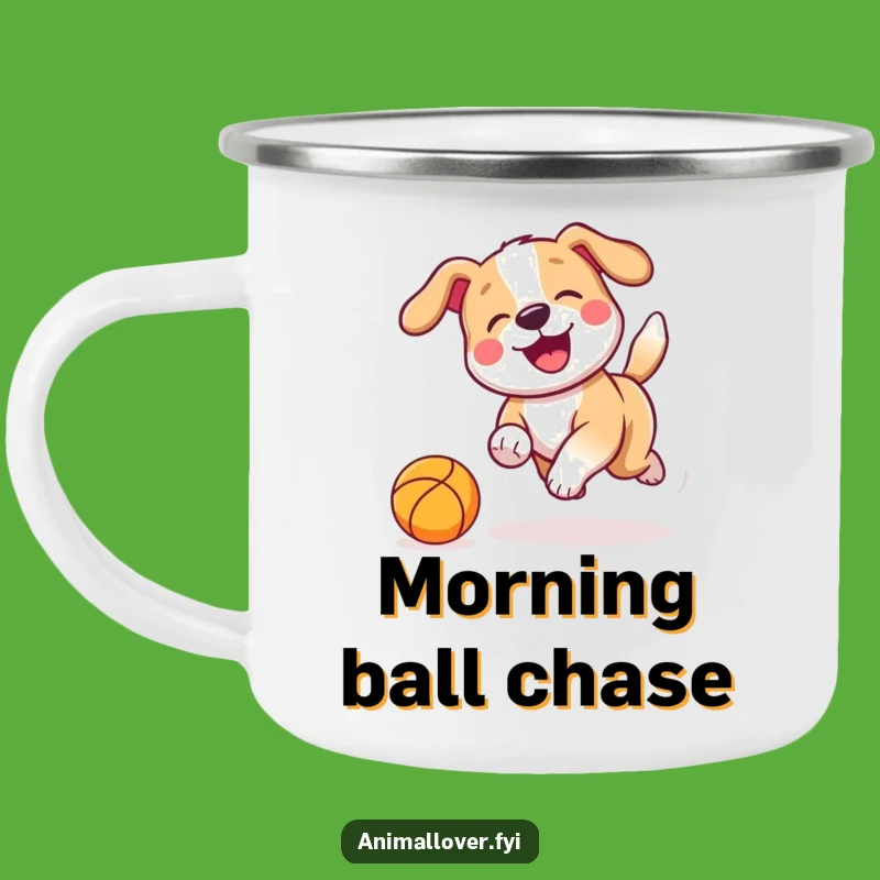 Funny Dog Chasing Camping Mug: Your Playful Pup Adventure Buddy