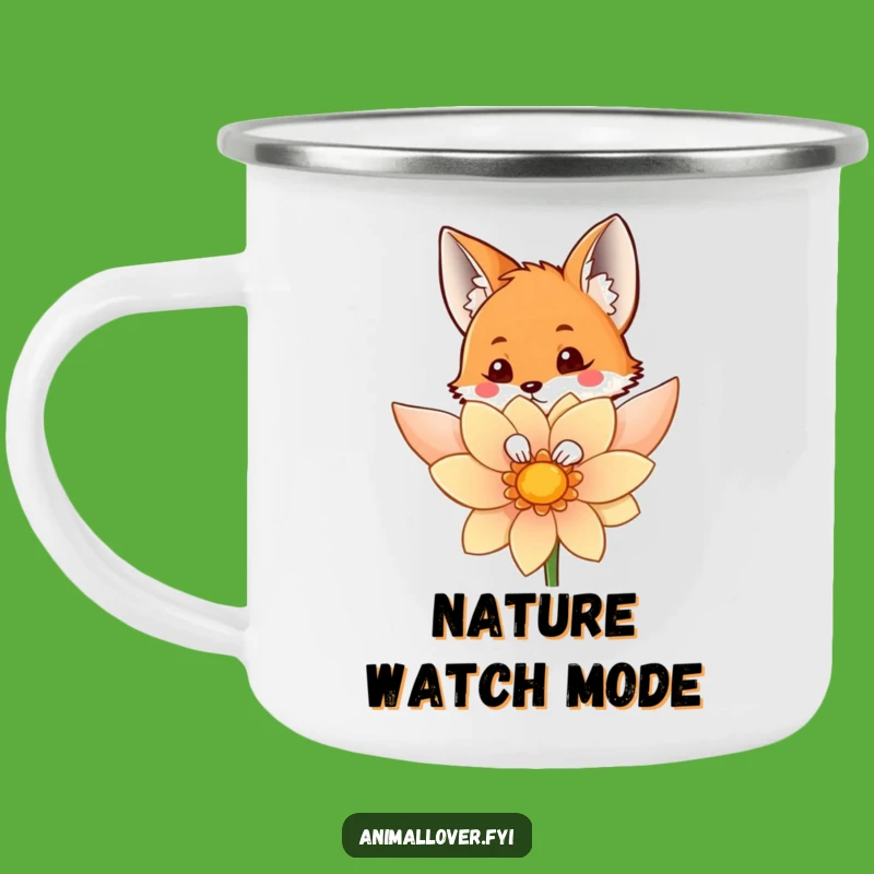 Durable Fox Flower Camping Mug: Funny Companion for Curious Adventures