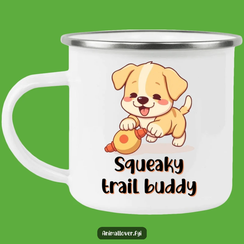 Funny Puppy Pouncing Camping Mug: Outdoor Playful Dog Cup, Energetic Gift
