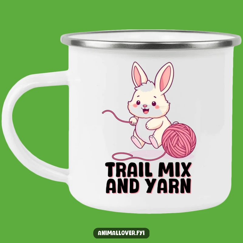 Funny Bunny Trail Mug - Playful Yarn Chase Camp Cup, Unique Funny Gift
