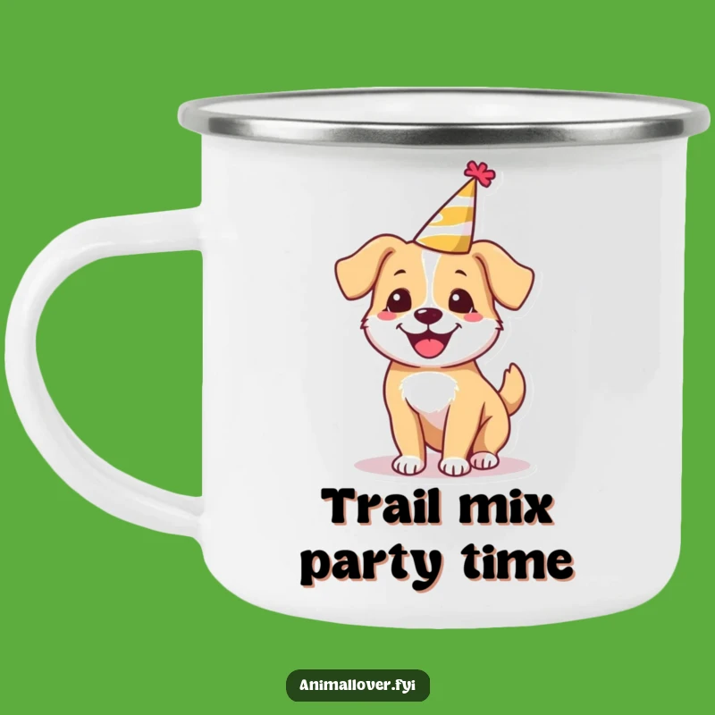 Funny Happy Dog Party Camping Mug, Your Hilarious Companion for Festive Outdoors