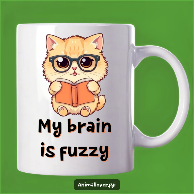 Funny Cat Reading Mug: Blurry Vision Feline Scholar, Perfect Gift