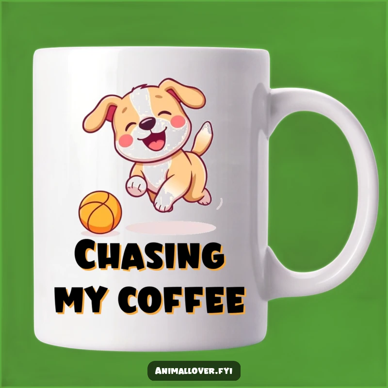 Funny Dog Chasing Mug: Joyful Pup's Playtime, Perfect Dog Lover Gift