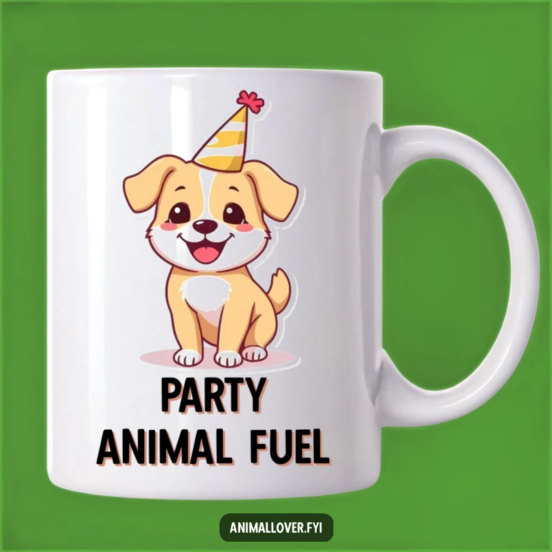 Funny Happy Dog Party Mug, a Hilarious Gift for Canine Celebration Lovers
