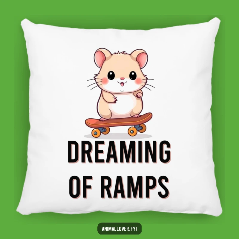 Funny Hamster Skateboarder Pillow: Snuggle Up with This Adorable and Rad Rodent!