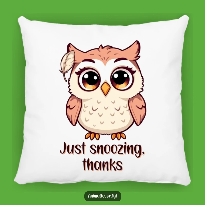 Funny Surprised Owl Pillow: Big Eyes Startled by Feather, Cozy Gift