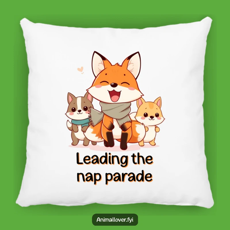 Comfy Funny Fox Parade Pillow: Snuggle Up with Adorable Animal Parade Friends!