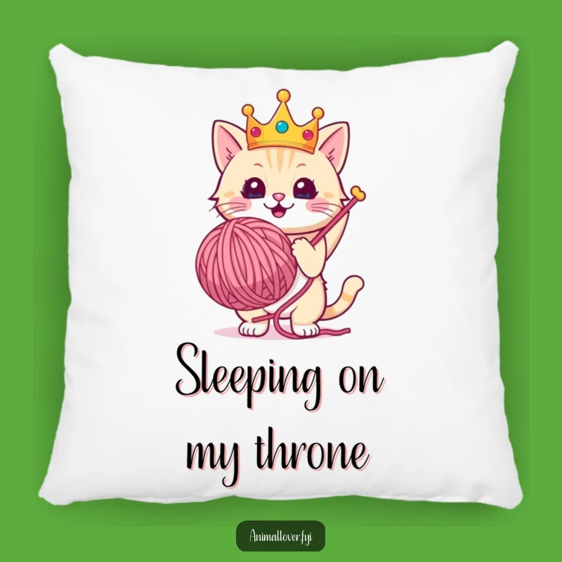 Funny Royal Cat Pillow: Soft Crowned Yarn Holder, Comfy Feline Funny Gift!