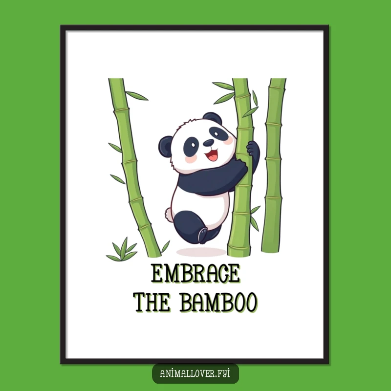Funny Panda Bamboo Hug Digital Art: Instantly Downloadable Whimsical Bear Decor Gift