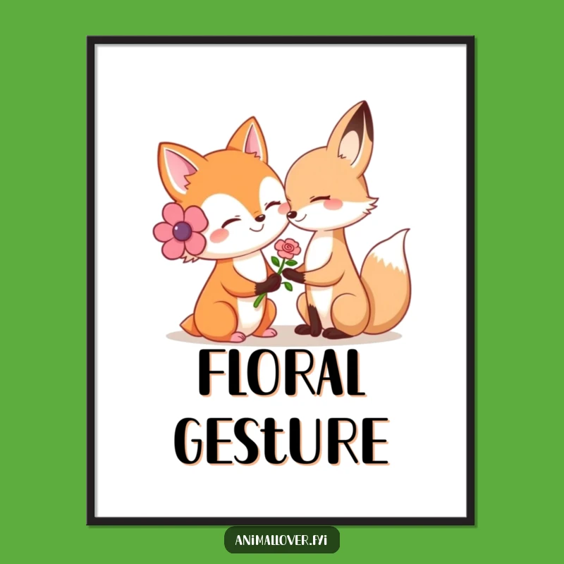 Funny Kind Fox Flower Digital Art Print: Bring Instant Warmth to Your Walls with Sweetness!