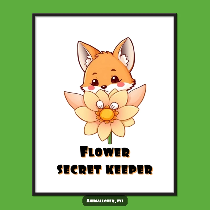 Funny Fox Flower Digital Art: Instant Whimsy for Your Walls