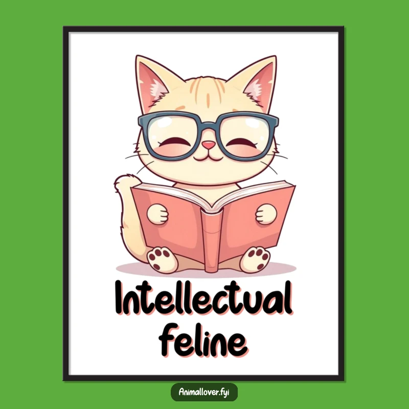 Funny Cat Scholar Digital Print: Instant Intellect - A Hilarious Funny Gift for Smart Decor
