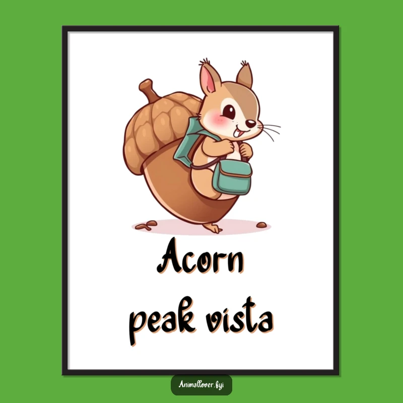 Funny Cheeky Squirrel Digital Art: Printable Acorn Climb, Instant Funny Gift!