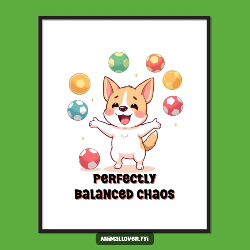 Funny Dog Juggling Digital Art: Instant Action & Humor for Your Walls!