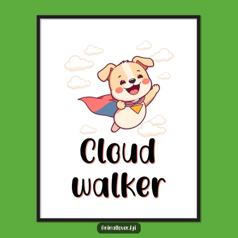 Funny Flying Dog Hero Digital Art Print: Bring Joyful Canine Adventure to Your Walls Instantly!