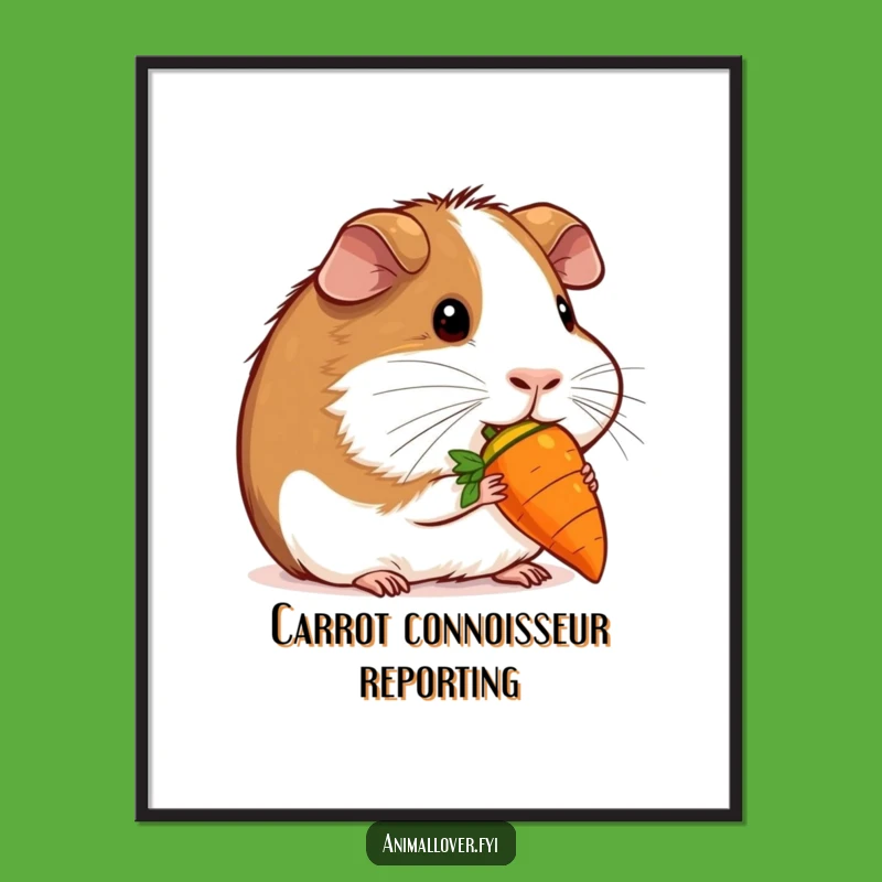 Funny Guinea Pig Carrot Digital Art: Instant Cuteness! Funny Gift!