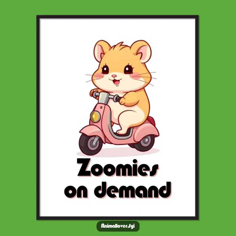 Funny Hamster Scooter Digital Print - Instant Laugh Art Gift!