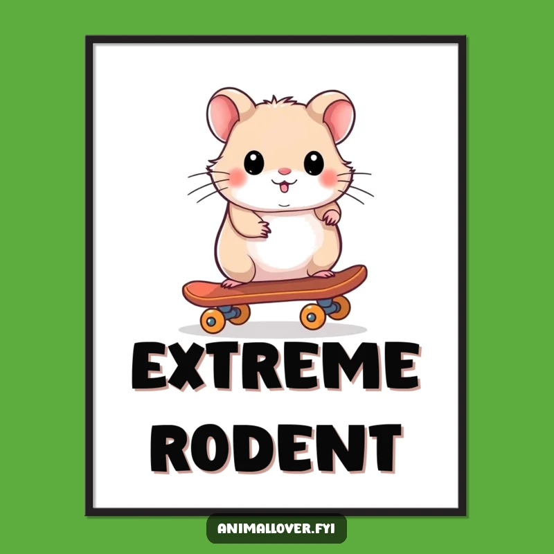 Funny Hamster Skateboarder Digital Art Print: Bring Instant Cool to Your Walls with Rodent Radness!