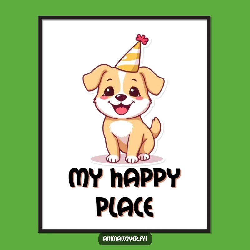 Funny Happy Dog Party Digital Art, Instant Hilarious Decor for Festive Homes