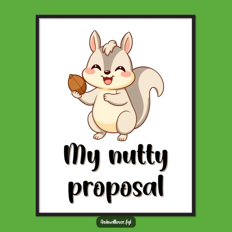 Funny Happy Squirrel Nut Digital Art Print: Cheerful Wall Decor for Instant Joy