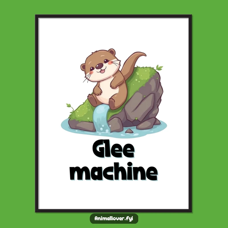 Funny Otter Slide Art Print: Playful Glee - Instant Decor Gift