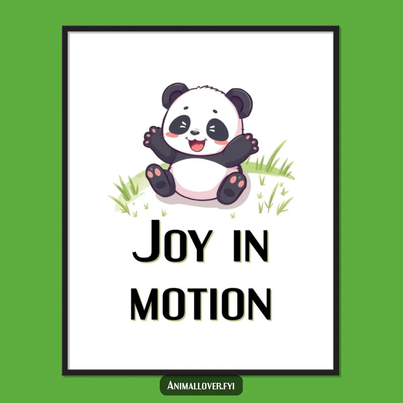 Funny Panda Cub Rolling Digital Art: Instant Hilarious Joyful Decor