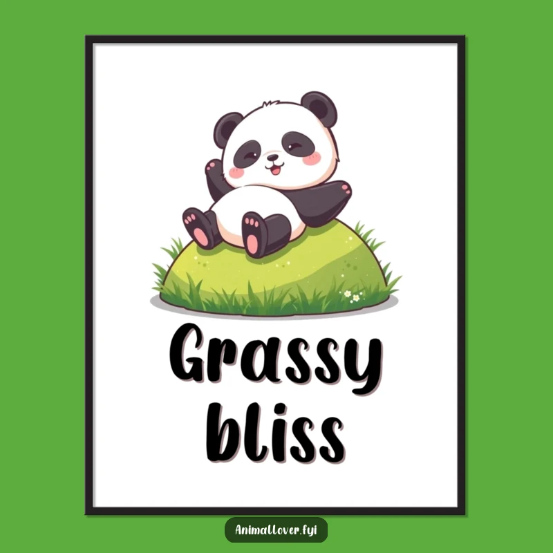 Funny Panda Digital Art: Playful Rolling Panda Print Gift