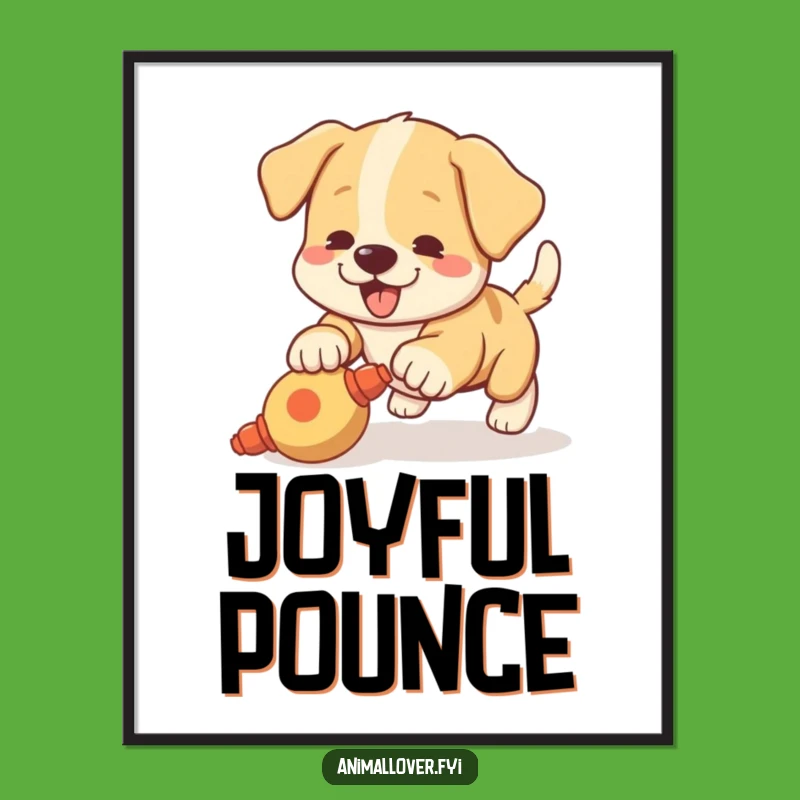 Funny Puppy Pouncing Digital Print: Wall Art Playful Dog, Energetic Gift