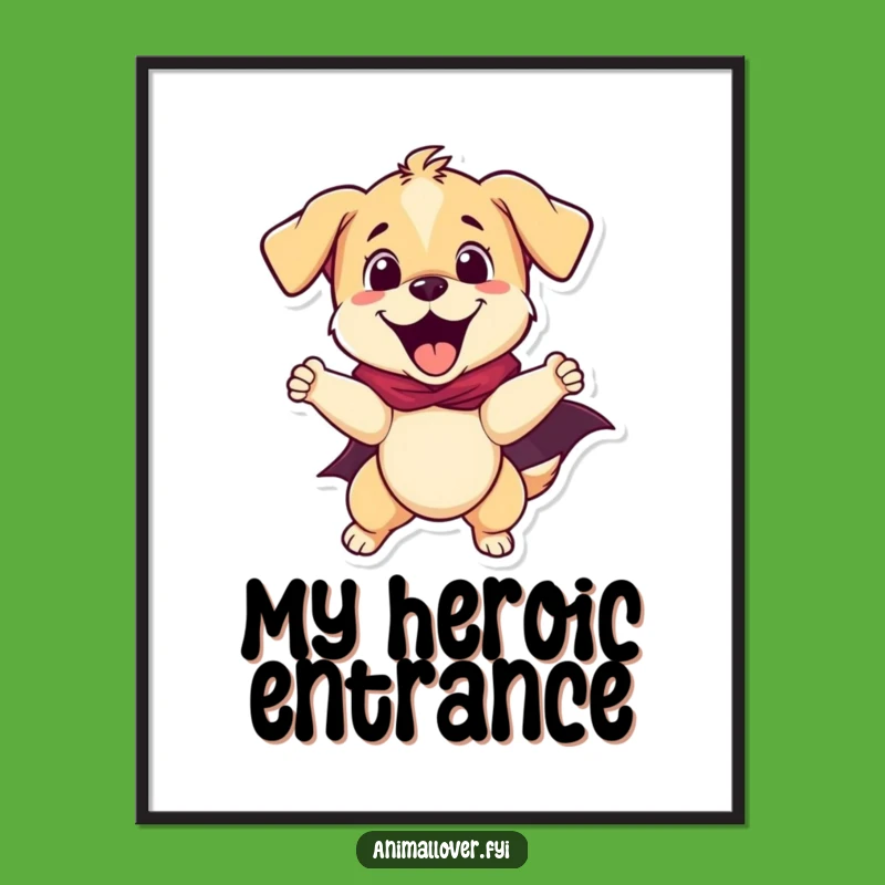 Funny Puppy Superhero Digital Art - Instant Heroic Decor!