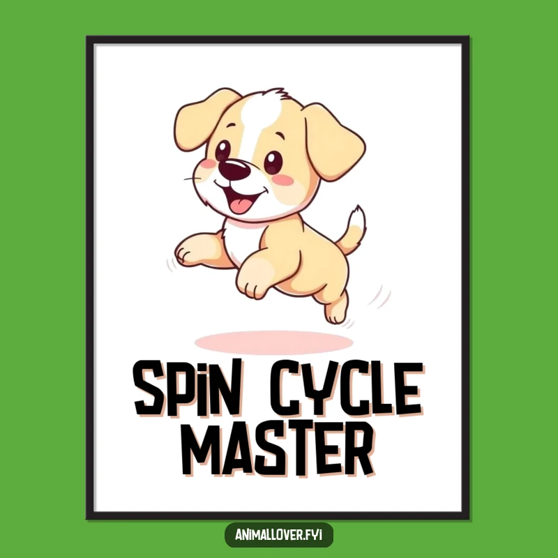 Funny Puppy Tail Spin Digital Print: Hilarious Dog Art for Instant Joy