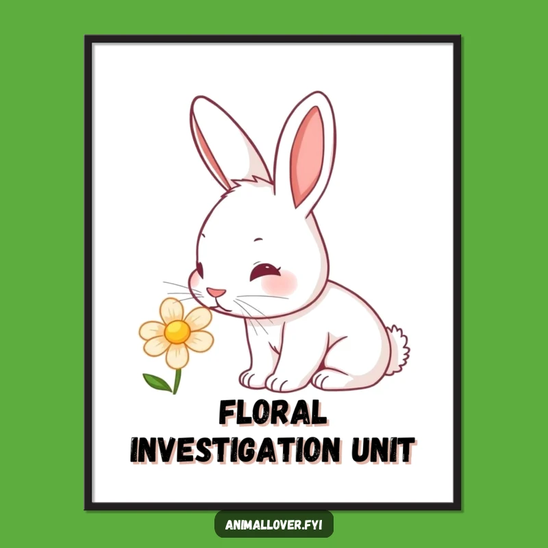 Funny Rabbit Bloom Digital Print: Instant Whimsical Wall Art