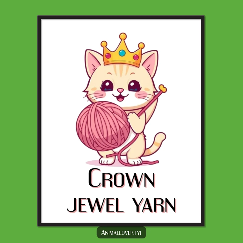 Funny Royal Cat Digital Art: Printable Crowned Majesty, Instant Funny Gift!