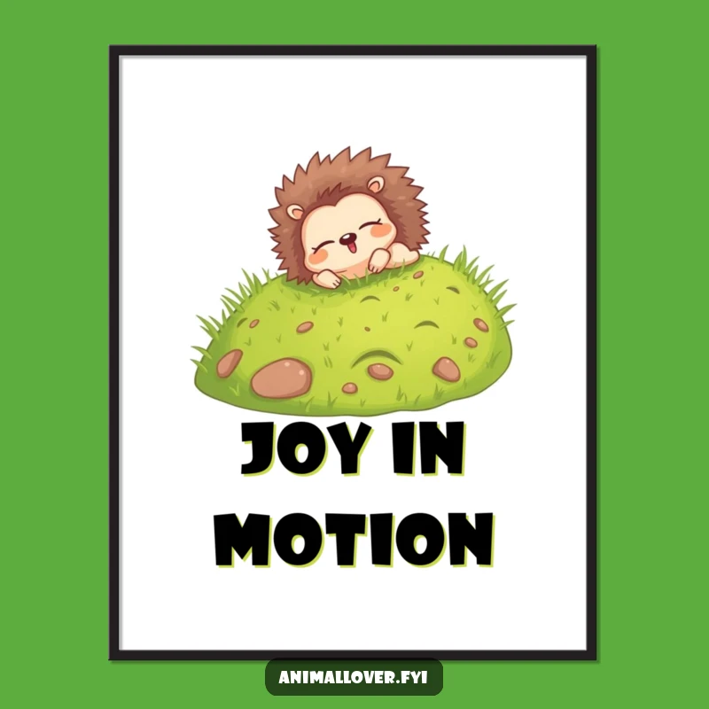 Funny Hedgehog Rolling Digital Art: Instant Joy for Your Walls