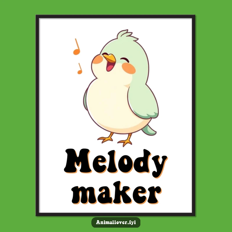 Funny Bird Digital Art: Cheerful Singer for Instant Wall Decor Joy